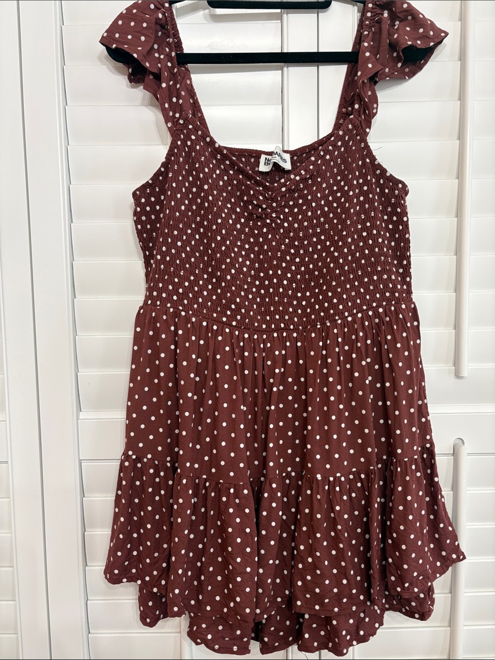 Women’s Polka Dot Ruffle Strap Romper - Brown White